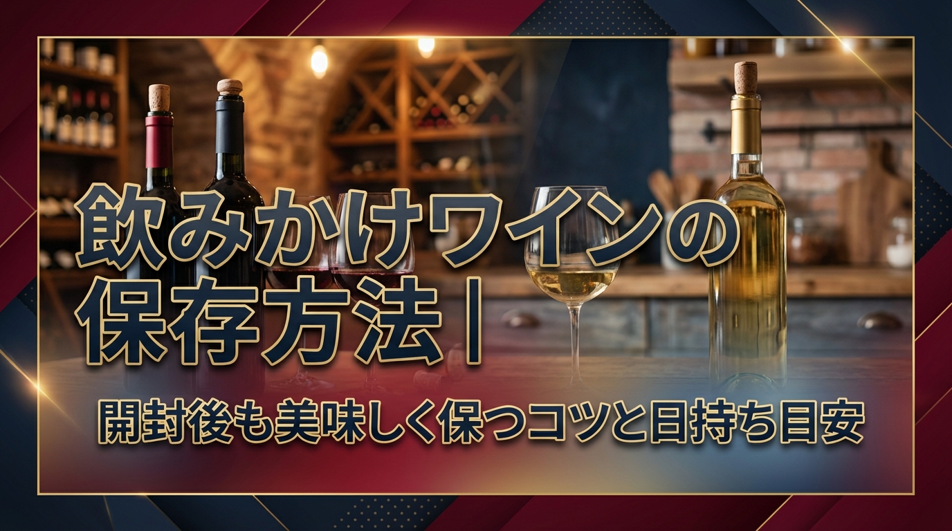 飲みかけワインの保存方法｜開封後も美味しく保つコツと日持ちの目安