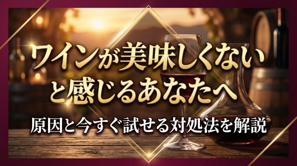 ワインが美味しくないと感じるあなたへ｜原因と今すぐ試せる対処法を解説