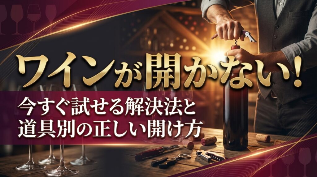 ワインが開かない！今すぐ試せる解決法と道具別の正しい開け方