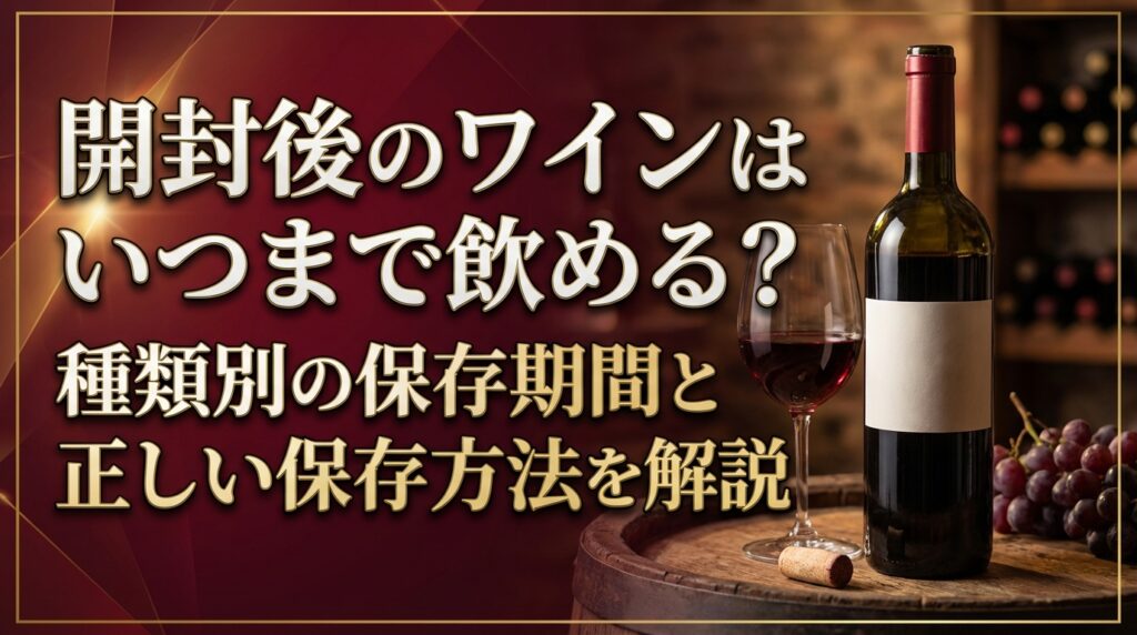 開封後のワインはいつまで飲める？種類別の保存期間と正しい保存方法を解説