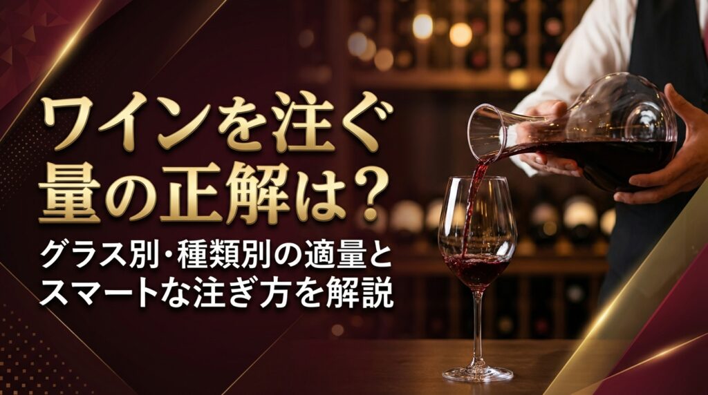 ワインを注ぐ量の正解は？グラス別・種類別の適量とスマートな注ぎ方を解説