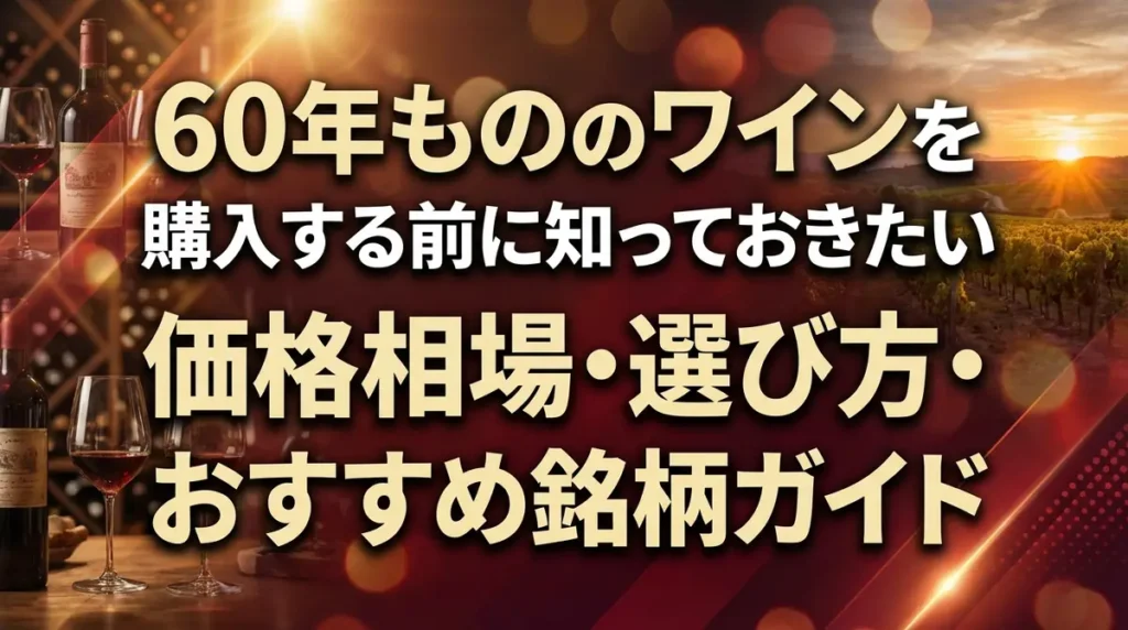 60年もののワインを購入する前に知っておきたい価格相場・選び方・おすすめ銘柄ガイド