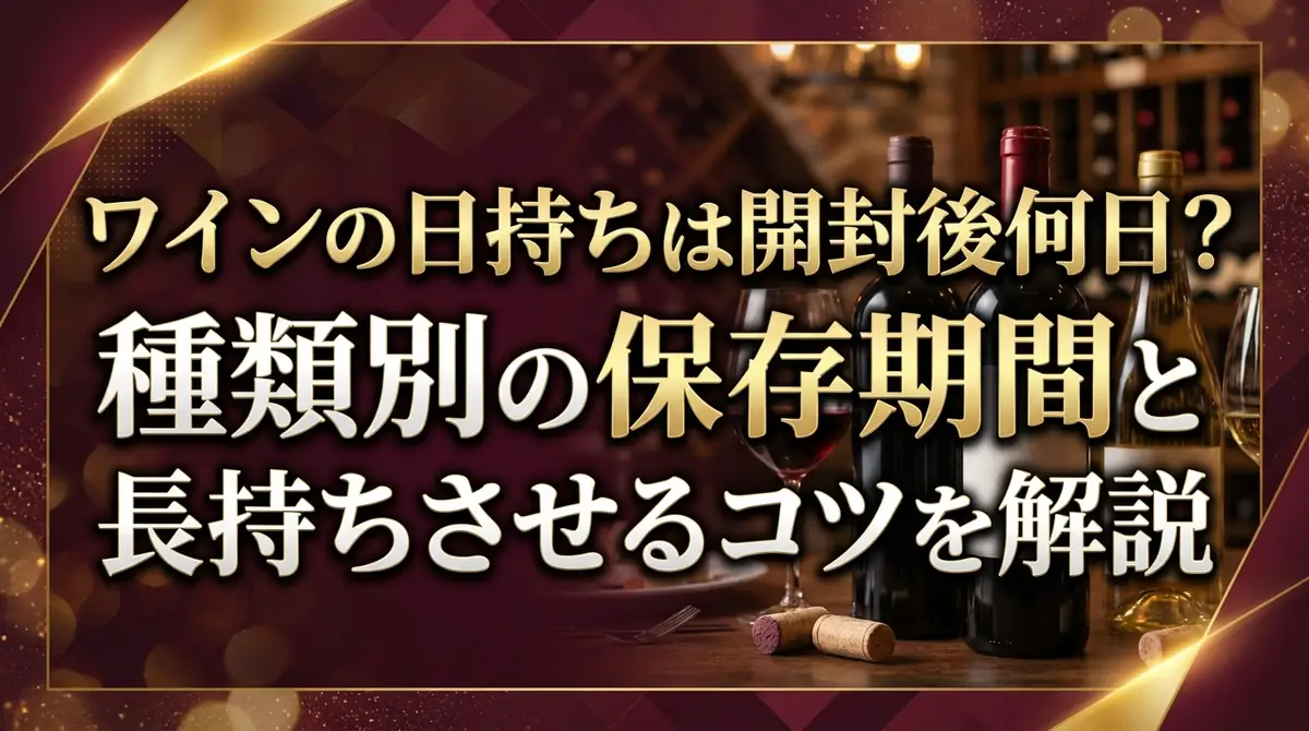ワインの日持ちは開封後何日？種類別の保存期間と長持ちさせるコツを解説