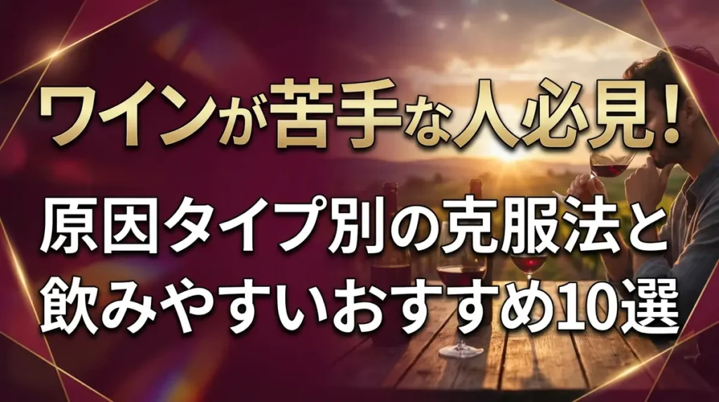 ワインが苦手な人必見！原因タイプ別の克服法と飲みやすいおすすめ10選